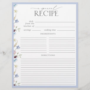 Dusty Blue Wildflower Bridal Shower Recipe Página