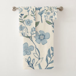 Dusty Blue Wildflower Meadow Botanical Pattern