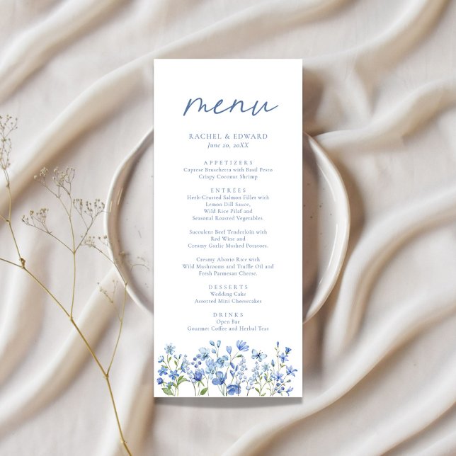 Dusty Blue Wildflower Menú Boda (Subido por el creador)