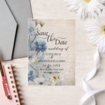 Dusty Blue Wildflower Wedding Save the Date