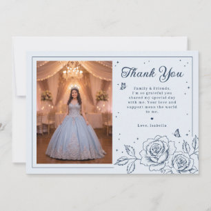 Dusty Blue y Oro Navy Quinceañera