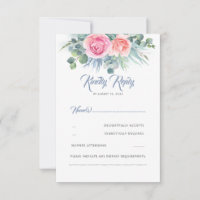 Dusty Blue y Pink Rose Quartz Wedding RSVP