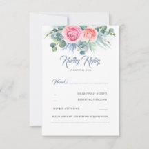 Dusty Blue y Pink Rose Quartz Wedding RSVP