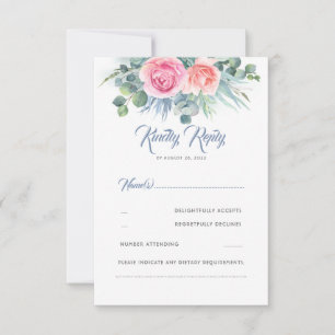 Dusty Blue y Pink Rose Quartz Wedding RSVP