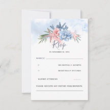 Dusty Blue y Rubor Beach Wedding RSVP