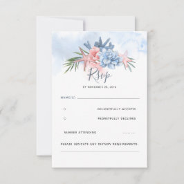 Dusty Blue y Rubor Beach Wedding RSVP