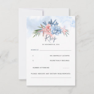 Dusty Blue y Rubor Beach Wedding RSVP