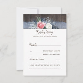 Dusty Blue y Rubor Rustic Wedding RSVP