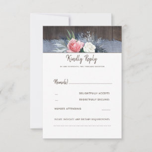 Dusty Blue y Rubor Rustic Wedding RSVP