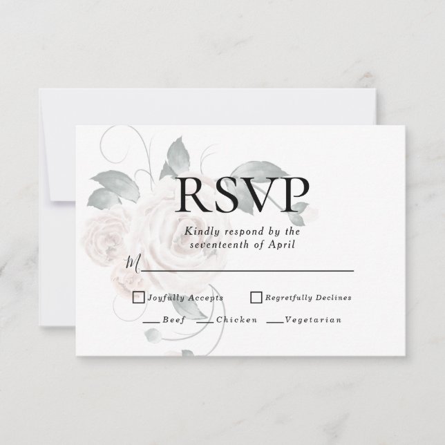 Dusty Blush Floral RSVP | Opción de Menú (Anverso)