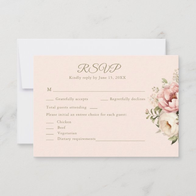 Dusty Blush Floral Wedding RSVP Card (Anverso)