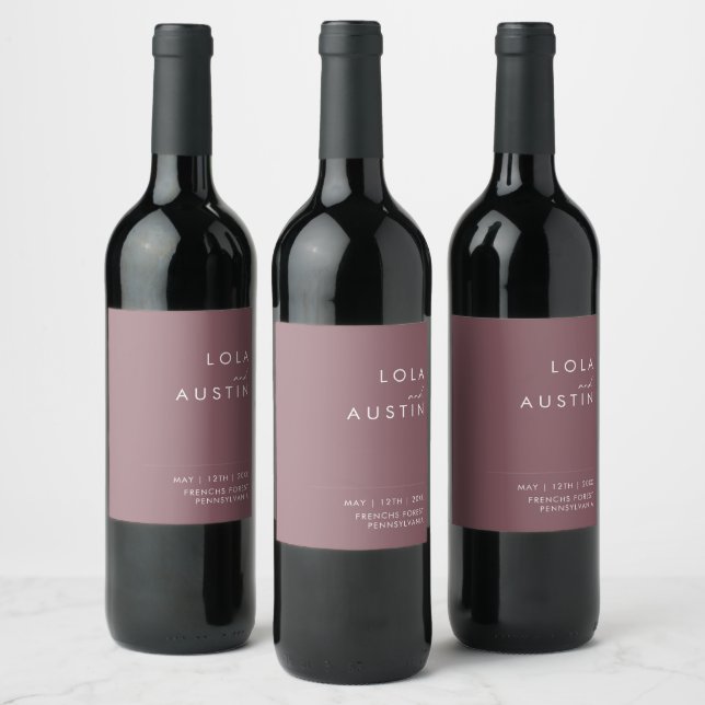 Dusty Boho | Etiqueta de Boda púrpura (Botellas)