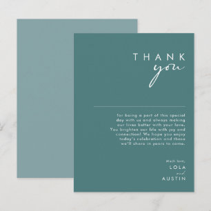 Dusty Boho Green & blue Recepción Tarjeta de agrad