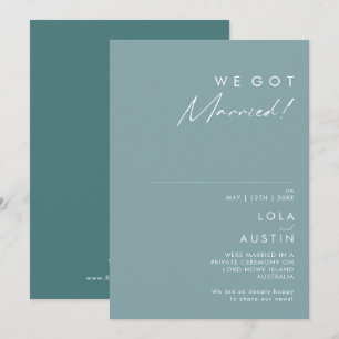 Dusty Boho   Invitación del Elopement azul y verde