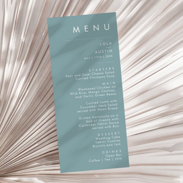 Dusty Boho | Menú de cena Boda azul y verde (Subido por el creador)