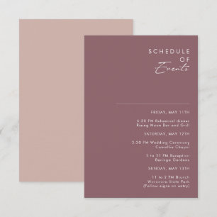 Dusty Boho Programa de eventos morado y Rosa