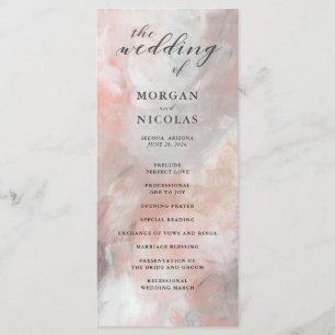 Dusty Coral Abstract Brushstrokes Programa de Boda