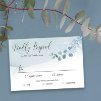 Dusty Eucalyptus Elegante Comida Boda RSVP