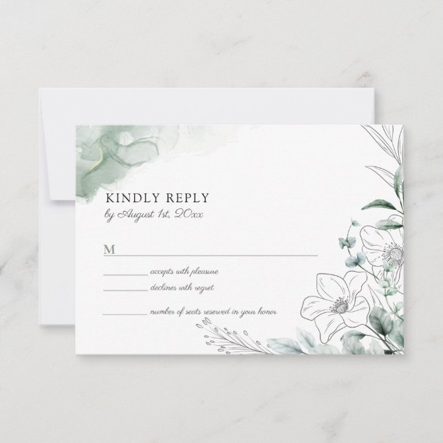Dusty Eucalyptus Greenery Wedding Tarjeta RSVP (Anverso)