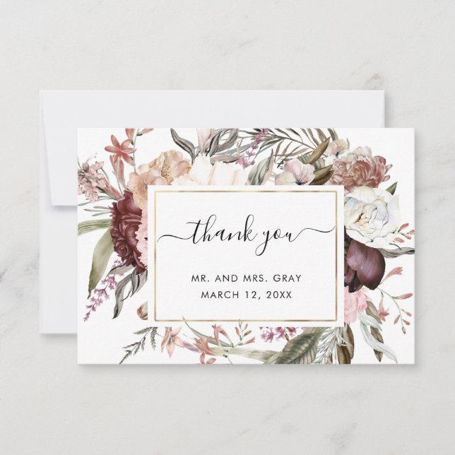 Dusty Floral Gracias Tarjeta | Folleto presupuesta (Anverso)