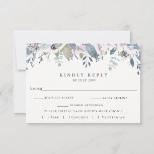 Dusty Garden Floral Wedding Tarjeta RSVP
