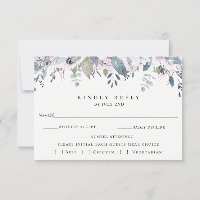 Dusty Garden Floral Wedding Tarjeta RSVP (Anverso)