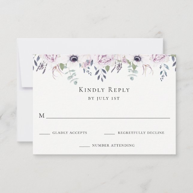 Dusty Garden Floral Wedding Tarjeta RSVP (Anverso)
