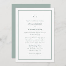 Dusty Green Monogram Families Invitaciones a la bo