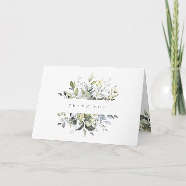 Dusty Greenery Floral Gracias Tarjeta (Anverso)