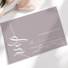 Dusty Lavender Calligraphy Wedding Tarjeta RSVP