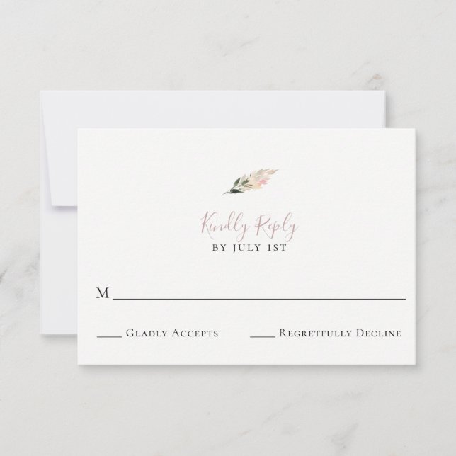 Dusty Mauve Pampas Boda de Grass Wedding Tarjeta R (Anverso)