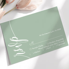 Dusty Mint Elegant Calligraphy Wedding Tarjeta RSV