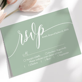 Dusty Mint Simple Script Wedding Tarjeta RSVP