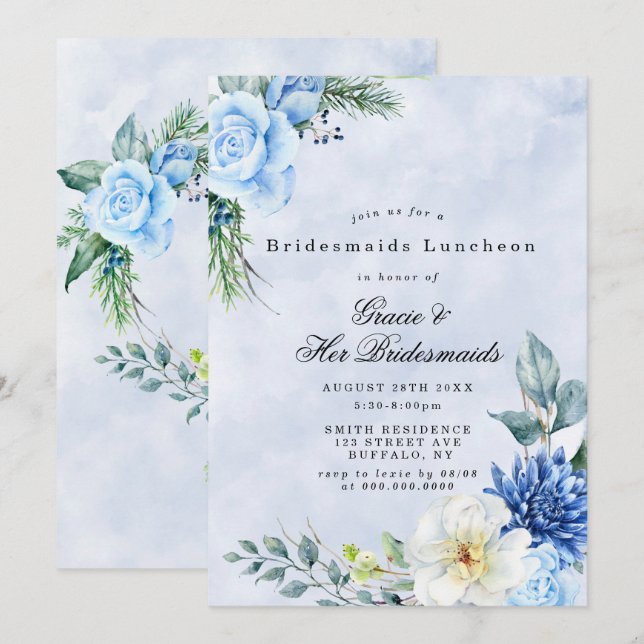 Dusty Navy Blue Bridesmaids Invitaciones al almuer (Anverso / Reverso)