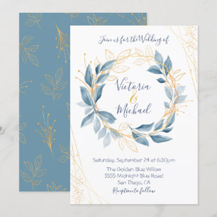 Dusty Navy Blue & Gold deja invitación a la boda