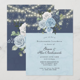 Dusty Navy Blue Peony Bridesmaids Invitan al almue
