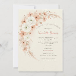 Dusty Peach Wildflower Bridal Shower Invitación