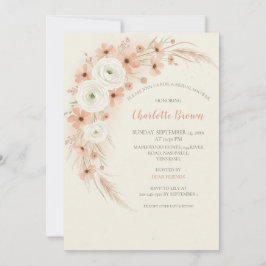 Dusty Peach Wildflower Bridal Shower Invitación