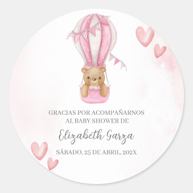 Dusty Pink Baby Shower gracias pegatina por chica (Anverso)