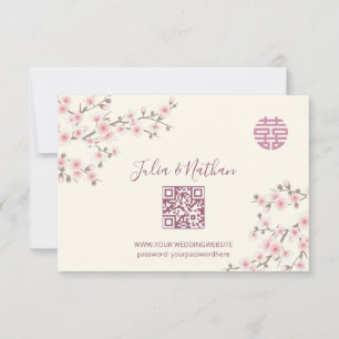 Dusty PInk Cherry Blossom RSVP Boda chino