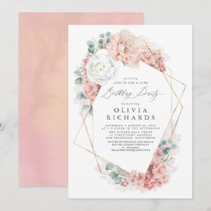 Dusty Pink Floral Botánica Elegante Invitación de 