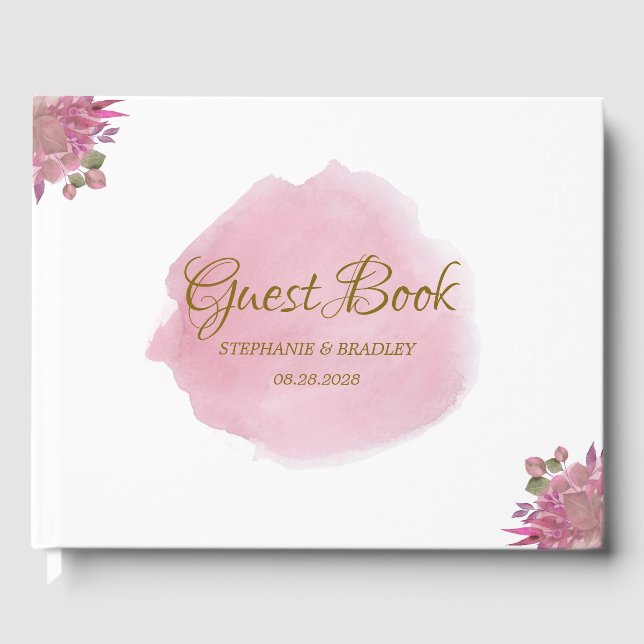 Dusty Pink Floral Elegante libro de invitados para (Anverso)
