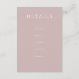 Dusty Pink Moderno Boda Detalles Tarjeta de Gabine