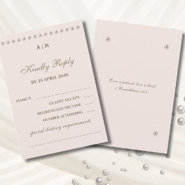 Dusty Pink Pearl Christian Wedding RSVP Card