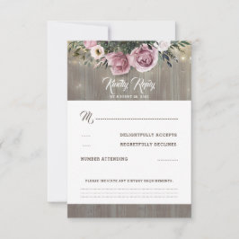 Dusty Pink Rose Floral Wedding RSVP
