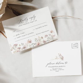 Dusty Pink Wildflower Floral Wedding Tarjeta RSVP
