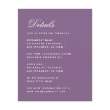 Dusty Purple Budget Boda Detalles Tarjeta de Gabin