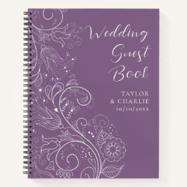 Dusty Purple Elegant Boda Floral Libro de invitado