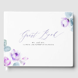 Dusty Purple Floral Elegante libro de invitados de