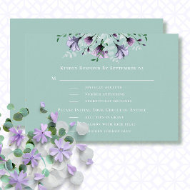 Dusty Purple Floral Watercolor Menú Boda RSVP